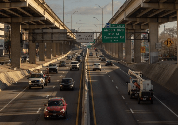 dangerous roads in austin... this is a photo of the I35 split